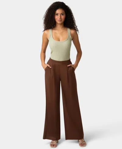 Hue Women's Coastal Linen Palazzo Sleepwear Pant In Brown