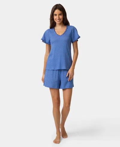 Hue Women's Cotton Pointelle Pajamas Top In Blue