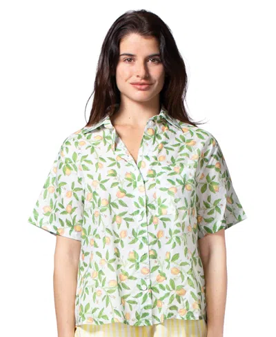 Hue Women's Cotton Voile Short-sleeve Pajama Top In Green