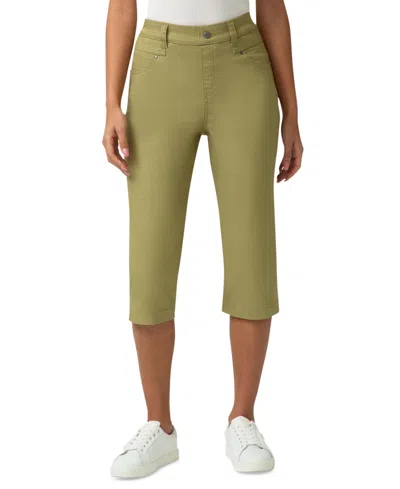 Hue Women's Crosshatch Denim Pedal Pusher Pants In Green