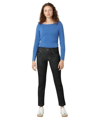 Hue Women's Crosshatch Denim Straight Leg Pant In Boa