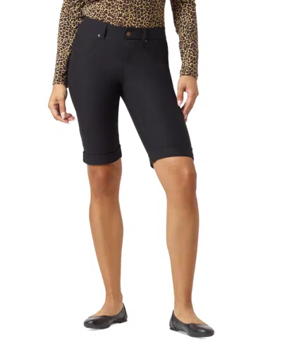 Hue Women's Cuffed Essential Pull-on Denim Shorts In Black