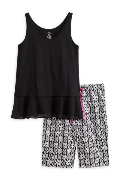 Hue Women's Fashion Cotton Bermuda Pajama Set In Black
