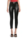 Hue Women's Faux Leather Cropped Leggings In Black