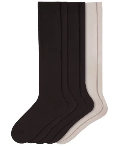 Hue Women's Flat Knit Knee High Socks 3 Pair Pack In Multi