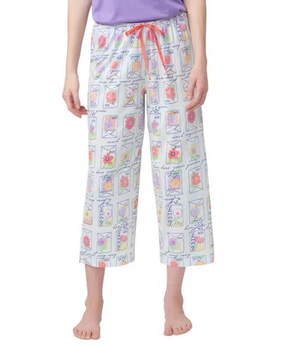 Hue Women's Garden Seeds Capri Pajama Pants In Bright White