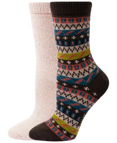 Hue Women's Geo-stripe Knit Boot Socks, 2-pack In Black
