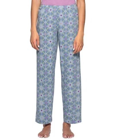 Hue Women's Got Me In Stitches Cotton-blend Relaxed-fit Pajama Pants In Blue