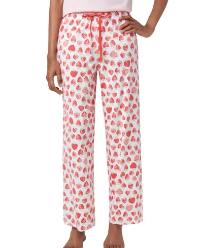 Hue Women's Heart Strawberries Drawstring Pajama Pants In Bright White