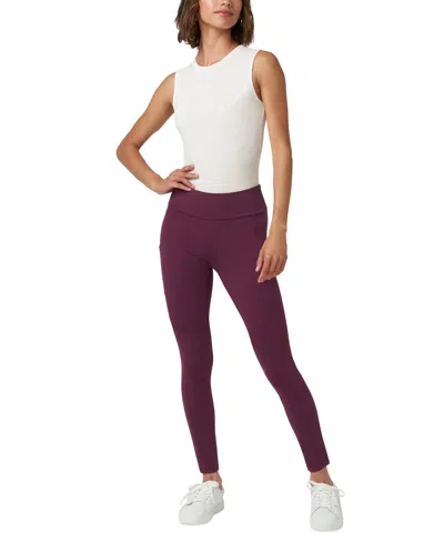 Hue Women's Mid-rise Tech Pocket Leggings In Grape Wine