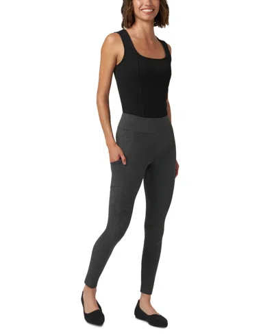 Hue Women's Mid-rise Tech Pocket Leggings In Grey Heather