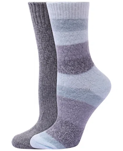 Hue Women's Mixed Cable Boot Sock Crew Socks, 2-pack In Blue
