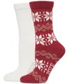 Hue Women's Nordic Snowflake Boot Socks, Pack Of 2 In Red