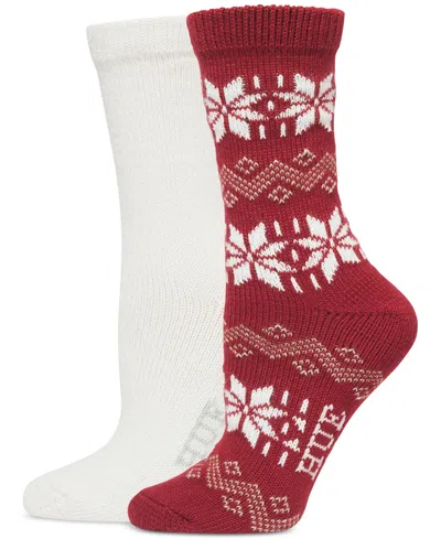 Hue Women's Nordic Snowflake Boot Socks, Pack Of 2 In Red