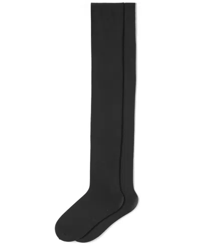 Hue Women's Opaque Contrast Bold Over The Knee Socks In Black