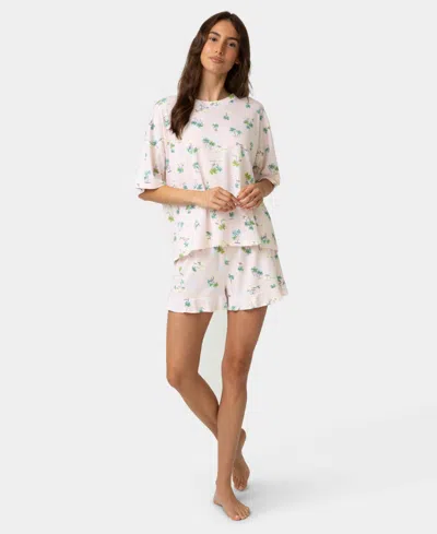 Hue Women's Oversized T-shirt And Boxer Shorts Pajama, 2-piece Set In Multi