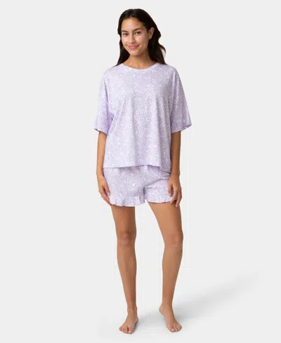 Hue Women's Oversized T-shirt And Boxer Shorts Pajama, 2-piece Set In Multi