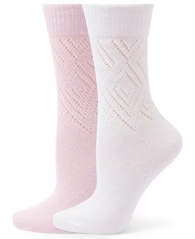 Hue Women's Pointelle Argyle Boot Socks, 2-pack In Ivory Pack