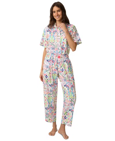 Hue Women's Poplin Pajama Top In Abstract