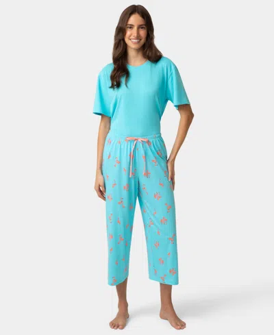 Hue Women's Printed Capri Mid-rise Pants In Blue