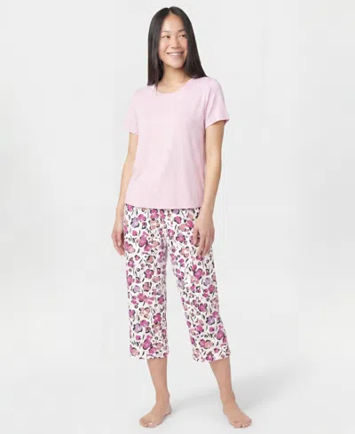 Hue Women's Printed Capri Mid-rise Pants In Pink