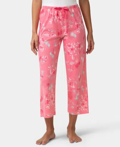 Hue Women's Printed Capri Mid-rise Pants In Pink