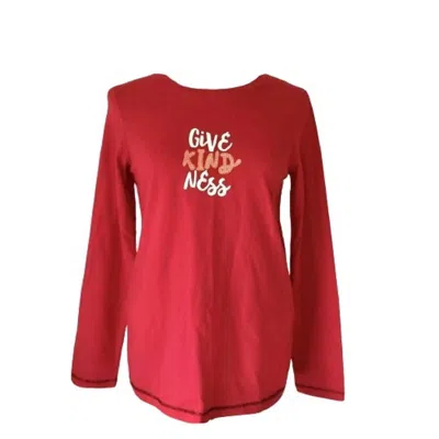 Hue Women's Printed Long Sleeve Pajama Top Only 1-piece In Tango Red