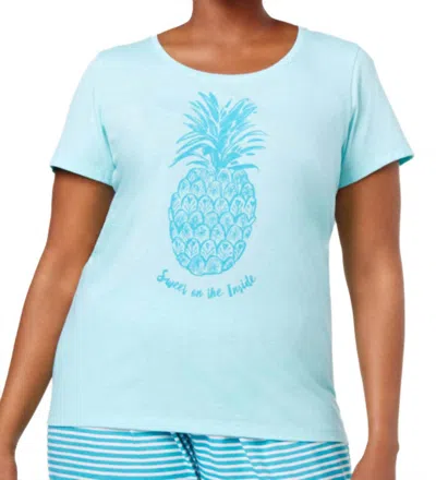 Hue Women's Printed Pajama Top - Plus In Aqua Splash In Blue