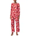 Hue Women's Waffle Fleece Pj Set In Barbados Cherry