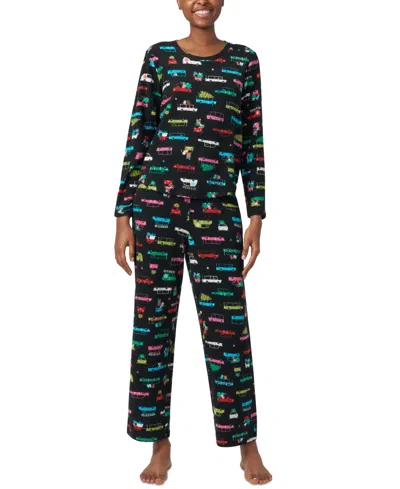 Hue Women's Waffle Fleece Pj Set In Black
