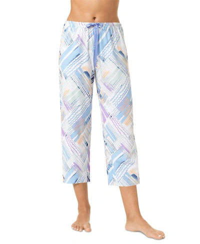 Hue Women's Rejuvenation Plaid Printed Capri Pajama Pants In White