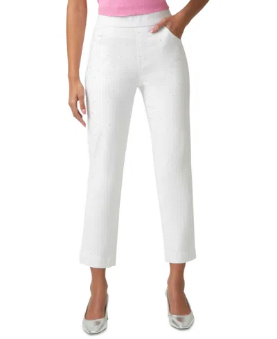 Hue Women's Rhinestone Denim Pull-on Pants In Multi