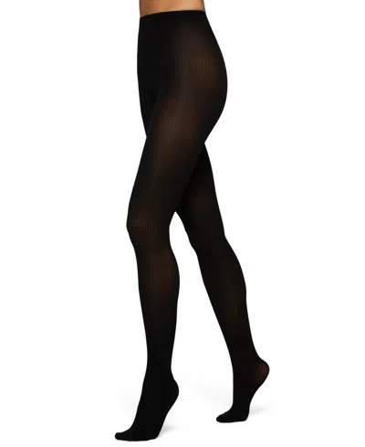 Hue Women's Ribbed Control Top Tights In Black
