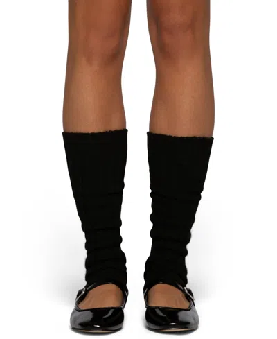 Hue Women's Ribbed Slouchy Leg Warmers In Black