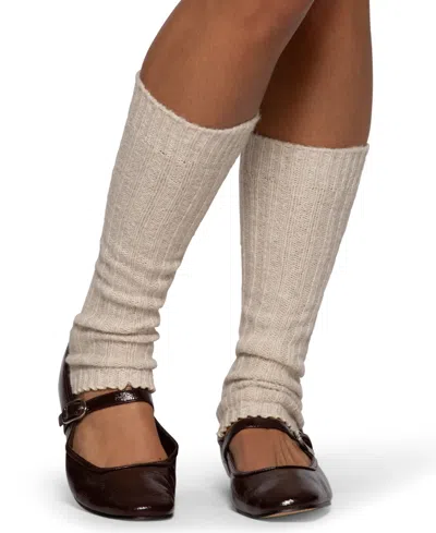 Hue Women's Ribbed Slouchy Leg Warmers In Oatmeal