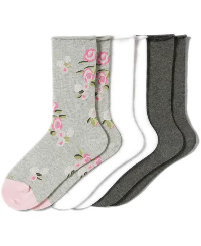Hue Women's Roll Top Socks 3-pack U6487mp In Multi