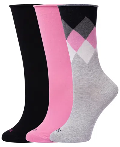 Hue Women's Roll Top Socks 3-pk U6487mp In Animal Print