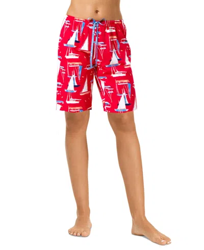 Hue Women's Sail Away Bermuda Pajama Shorts In Nautical Red