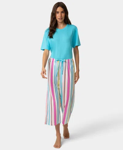 Hue Women's Sea Bright Stripe Pj Capri In Blue