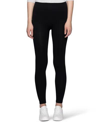 Hue Women's Seamless High-waisted Fleece-lined Leggings In Black