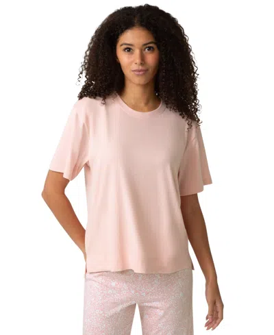 Hue Women's Short-sleeve Cotton Candied Boxy Pajamas Top In Pink