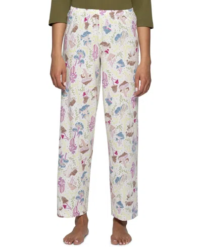 Hue Women's Shroom Bloom Cotton-blend Relaxed-fit Mushroom-print Pajama Pants In White