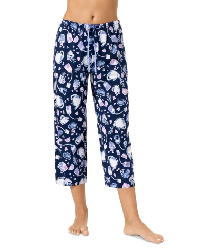 Hue Women's Simmer Time Tea Printed Capri Pajama Pants In Medieval Blye