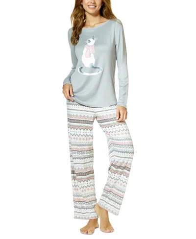 Hue Women's Skaters Bouquet Long-sleeve T-shirt And Pajama Pants Set In Alloy
