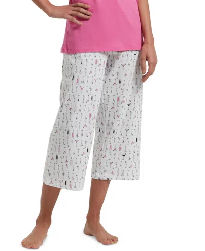 Hue Women's Sleepwell Printed Knit Capri Pajama Pant Made With Temperature Regulating Technology In Sand