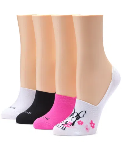 Hue Women's Sneaker Liner Socks, 4 Pack In Bulldog