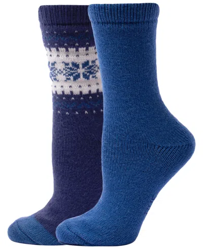 Hue Women's Snowflake Border Crew Boot Socks, 2-pair In Blue