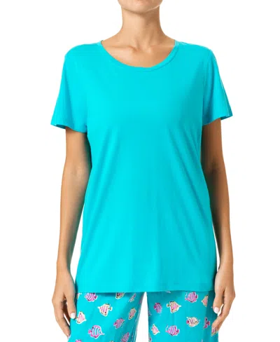 Hue Women's Solid Scoop-neck Short-sleeve Sleep Tee In Scuba Blue