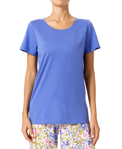 Hue Women's Solid Short-sleeve Scoop-neck Sleep Tee In Baja Blue
