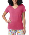 Hue Women's Solid Short-sleeve V-neck Pajama T-shirt In Raspberry